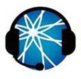 The AUCD ball logo wearing a headset