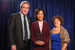 AUCD Executive Director Andy Imparato, Award recipient Harolyn Belcher and AUCD Board President Leslie Cohen