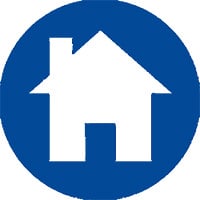 dark blue circle with a house image