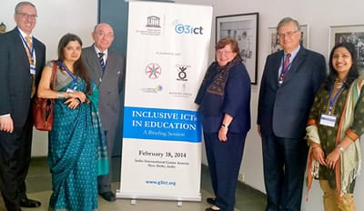 Pictured: Amy S. Goldman, co-executive director of the Institute, is pictured (third person from the right) at the G3ict Accessibility Week in New Delhi, India in February, with other distinguished attendees.