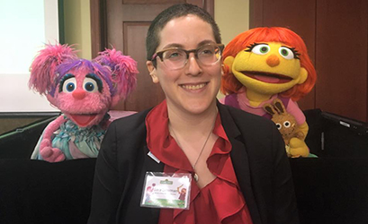 Autistic advocate and AUCD staffer Sara Luterman got to spend some time with Abby Cadabby and Julia, too. #SeeAmazing