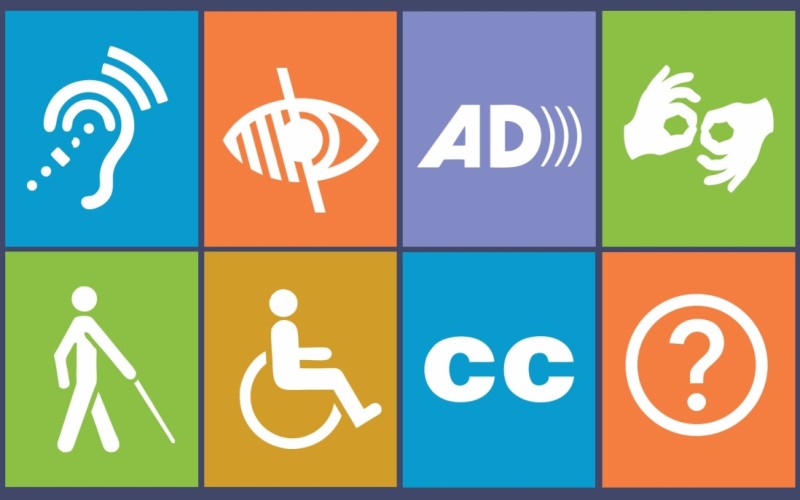 [10:06 AM] Anna Costalas Disability icons: hearing, low vision, AD, sign language, blindness, physical disability, cc, information