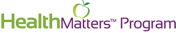 healthmatters logo in green and purple