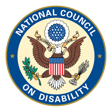Circular logo for National Council on Disability with seal