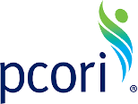 PCORI Logo with blue writing and a green symbol