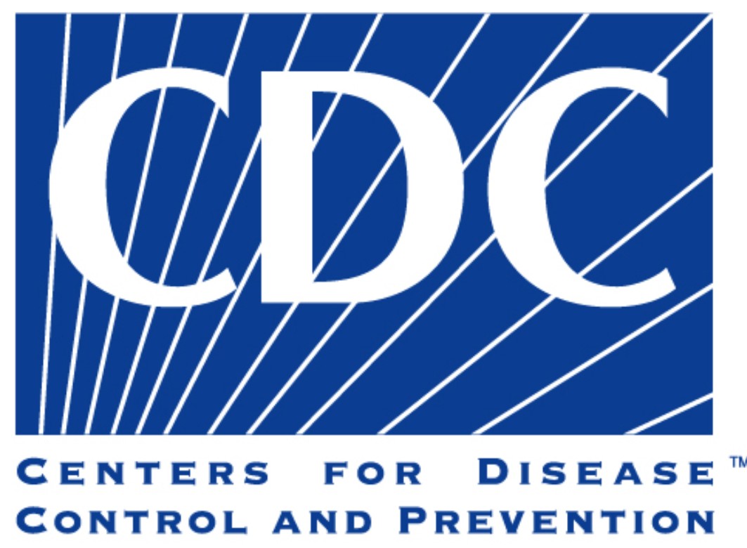 blue background with letters C-D-C in white. the words Centers for Disease Control and Prevention in blue underneath