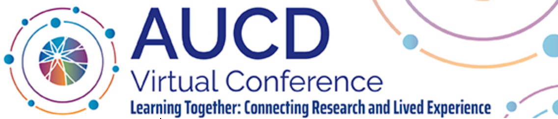aucd conference logo with aucd globe in rainbow colors