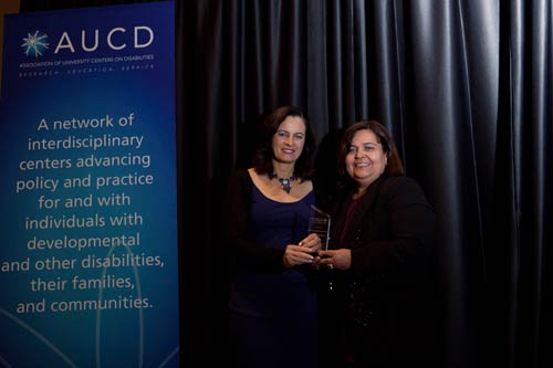 Annie Alonso Amador, PsyD, MSW, accepts the 2010 AUCD Multicultural Council Award for Leadership in Diversity
