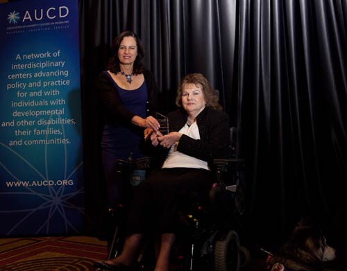 Vicki Killingsworth accepts the 2010 Leadership in Advocacy Award