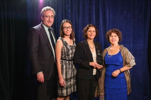AUCD Executive Director Andy Imparato, AUCD Policy Manager Rachel Patterson, Award recipient Alison Barkof and AUCD Board President Leslie Cohen