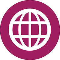 purple circle with a basic globe image