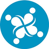 light blue circle with abstract image portraying support