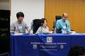 Panelists (L-R) Meguru Kobayashi, BeU Disability Student Support Group; Yui Yuda, Kyoto University; and Mark Bookman, University of Pennsylvania / University of Tokyo; discussing issues in disability self-advocacy and activism in the context of U.S. 