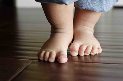 Close up image of chubby baby feet