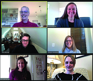 Zoom meeting screen shot showing the smiling faces of the 6 authors of the article.