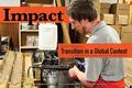 Cover of Impact, 35(2), showing a young employee with a disability in a workshop. He is operating industrial equipment and wearing a work apron.