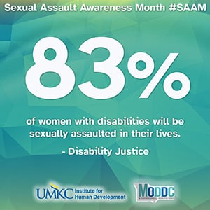 Sexual Assault Awareness Month #SAM 83% of women with disabilities will be sexually assaulted in their lives. - Disability Justice Institute for Human Development MODDC