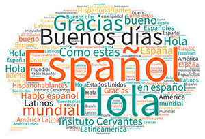 Word Cloud with Spanish words surrounding the word Espanol.