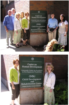 First photo: UCEDD Management team at UO; Second photo: Dr. Jane Squires and Dr. Debra Eisert of EARLY Institute at University of Oregon