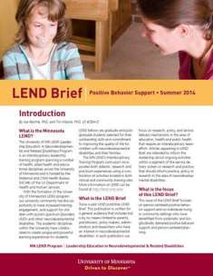 MN LEND Brief on Positive Behavior Support Released
