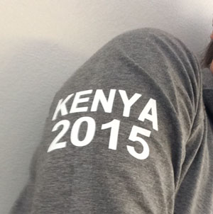 Text on shirt sleeve: Kenya 2015