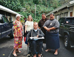(Left to Right) Dotty Kelly, University of Hawaii at Manoa; Maggie Nygren, AUCD; Gordon Richins, Utah State University; Roy Fua, Chair, ASCC Department of Education; Seth Galeai, UCEDD Director and ASCC Vice President