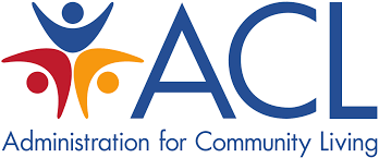ACL logo with three people unified one blue, red, and orange