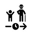 child with arrow to the right to older person