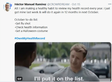 A twitter post about health records