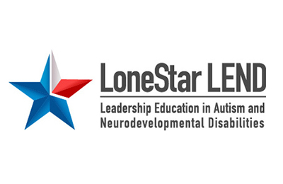 Graphic of a nautical star in the state colors of Texas. Text: LoneStar LEND, Leadership Education in Autism and Neurodevelopmental Disabilities