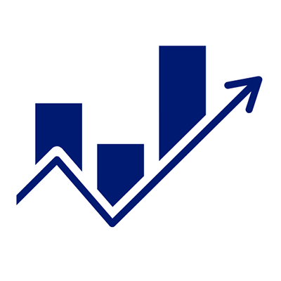 Bar chart with arrow increasing