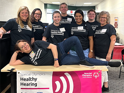 Figure 1. Volunteers at Healthy Hearing Screening stations, SD Special Olympics Summer Games in Spearfish, SD.