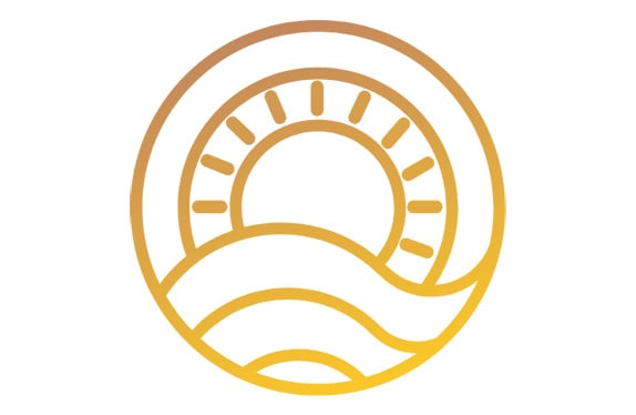 PacRim Logo, a cicurlar graphic of sun and and waves.